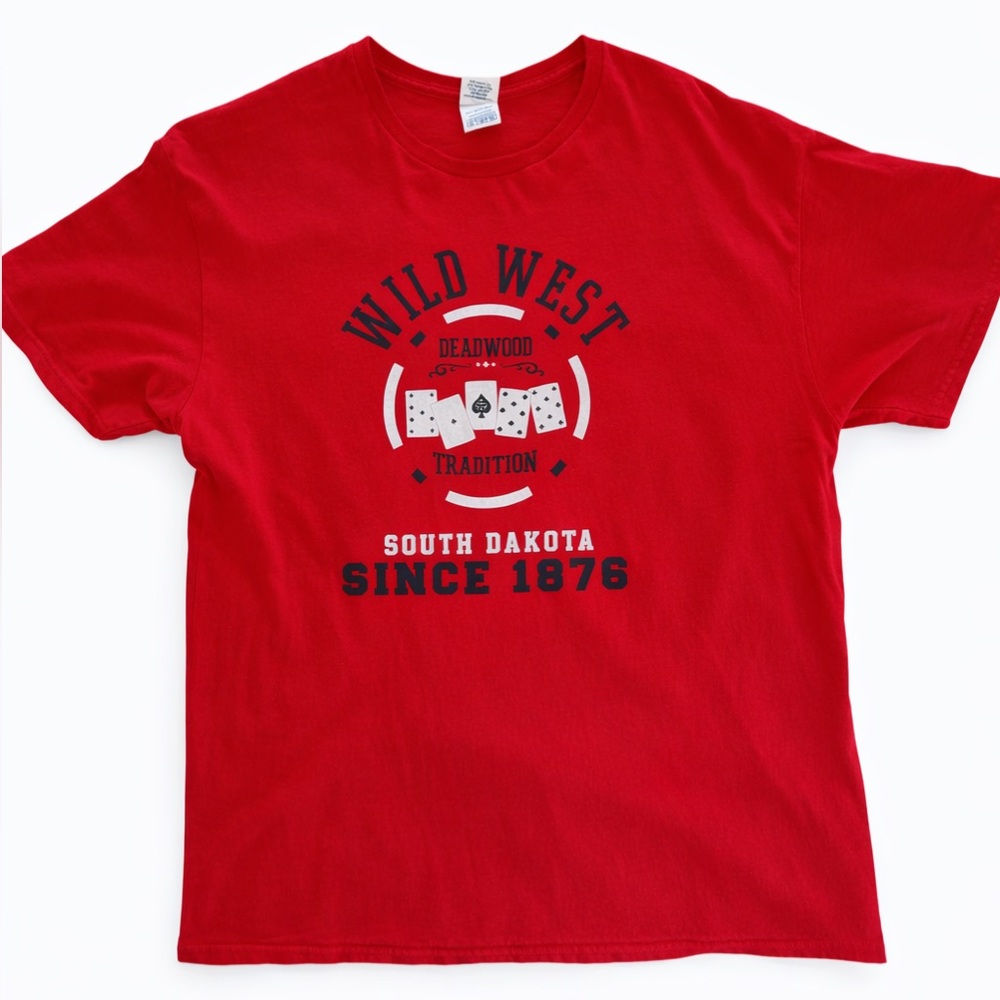Graphic Tee Shirt red Wild West Deadwood Poker Cards size XL unisex